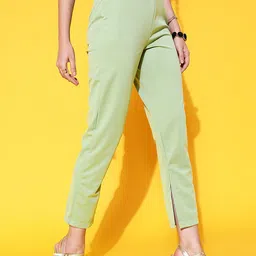 STREET 9 Women Gorgeous Green Solid Trousers image 4