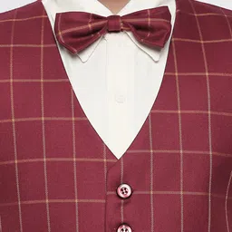 Jeetethnics Boys Maroon & White Checked Shirt with Trousers image 5