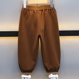 StyleCast x Revolte Boys Brown Printed High-Rise Easy Wash Cotton Joggers Trousers image 2