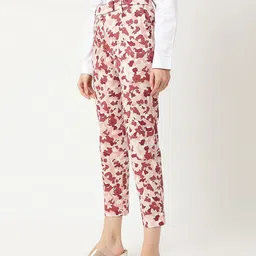 Marks & Spencer Women Floral Printed High-Rise Trousers image 5