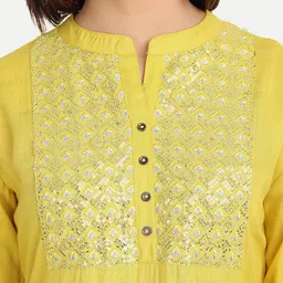 Haute and Humble Women Yoke Embroidered Sequin Design Kurta with Trousers image 4