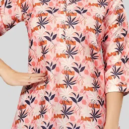 Saree Swarg Floral Printed Mandarin Collar A-Line Kurti image 4