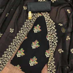 SHADOW & SAINING Floral Embroidered Unstitched Dress Material image 3