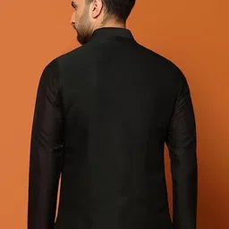 kisah Men's Nehru Jacket Black Ethnic Festive Traditional Waistcoat Cotton, Regular Fit image 3