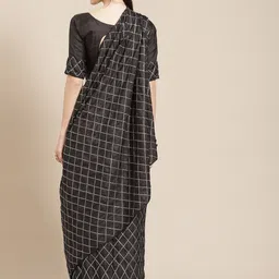 SERONA FABRICS Black Sequinned Silk Blend Saree image 5