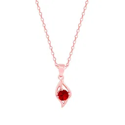 GIVA 925 Sterling Silver Rose Gold-Plated CZ Studded Pendant With Chain image 4