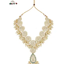 I Jewels Gold-Plated Kundan Studded & Beaded Jewellery Set image 2