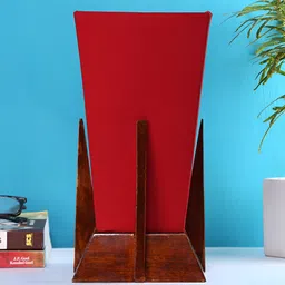 Devansh Red Wooden Contemporary Triangle Shaped Table Lamp image 5