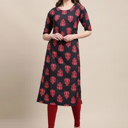 7Threads Women Pack Of 6 Printed Summer Sheers Crepe Kurta image 3