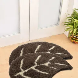 FABINALIV 2 Pcs Brown Leaf Shaped Anti-Skid Door Mats-picture-13