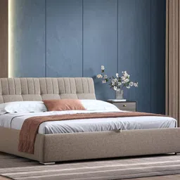 urban ladder Stanhope Fabric King Size Bed with Hydraulic Storage Bed in Shitake Beig... image 1