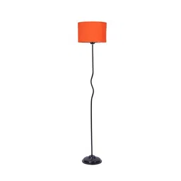 devansh Lulu Orange Cotton Shade With Iron Floor Lamp image 1