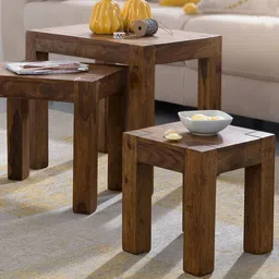 woodenmood Brandyn Solid Wood Side Table in Honey Finish image 1