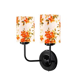 devansh Easton Dual Multicolor cotton shade wall mounted lamp with iron base image 1