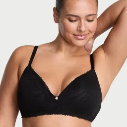 victoria's secret intimates Victoria's Secret The T-Shirt Cotton Shadow Stripe Lightly Lined Wireless Bra Black image 1