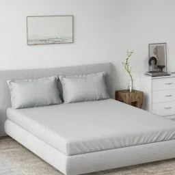 Ddecor Live Beautiful Solid Spectrum Flat 180TC King Bedsheet With 2 Pillow Covers - Grey-image-32