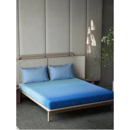 Ddecor Live Beautiful Cotton Blue Esteem Abstract 210Tc Bedsheet with 4 Pillow Covers (King)-image-72