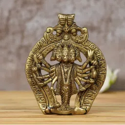 eCraftIndia Golden Brass Panchmukhi Hanuman Ji Statue-image-36