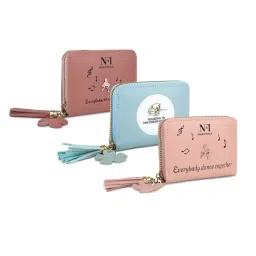 NFI Essentials Fashion PU Leather Women's Mini Wallet Clutch Purse Card Holder (Pack of 3)-picture-12