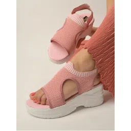 Shoetopia Lightweight Comfortable Daily Wear & Trendy Flatforms Pink Sandals-image-70