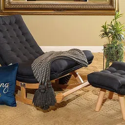 wooden twist Kelwin Lounge Chair in Grey Colour image 2