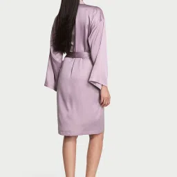 victoria's secret intimates Victoria's Secret Lavender Satin Midi Robe with Belt image 2