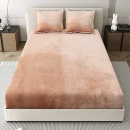JAIPUR FABRIC Elegant Blush Pink Finish Double Bedsheet With Pillow Covers (Queen)-image-42