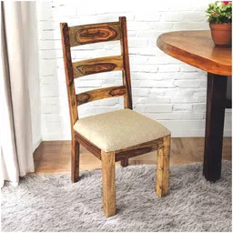 ikiriya Newport Solid Wood Dining Chair set of 1 in Teak Finish image 1