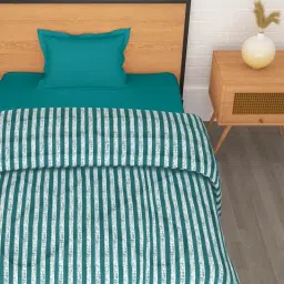 Story@Home Polyester Microfibre 180 Gsm Green Stripes Single Reversible Comforter image 3