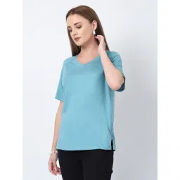 Zelena Viscose Lycra Maternity Top - Sea Green image 4