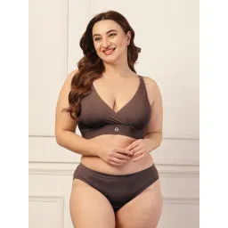 Zelena Brown Cotton Maternity Adjustable Strap Nursing Bra image 4