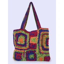 Magic Needles Multi-Color Self Design Handbag image 4