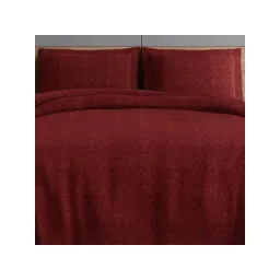 SPACES Damask 100% Cotton Ornate Print King Bedsheet with 2 Pillow Covers - Dark Red image 5