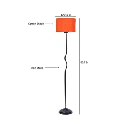 devansh Lulu Orange Cotton Shade With Iron Floor Lamp image 4