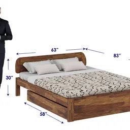 vintage home Sleigh Solid Wood Queen Size Drawer Storage Bed in Provincial Teak Finish image 5