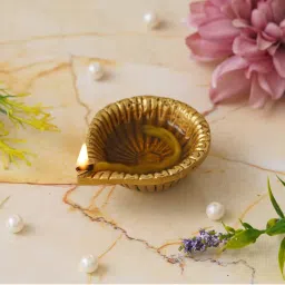 eCraftIndia Golden Decorative Brass Diya-image-49
