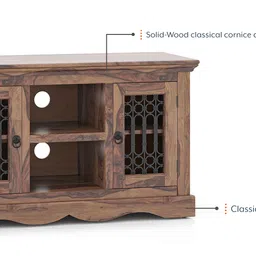 aara craft by urban ladder Bunai Solid Wood TV Unit in Teak Finish image 3