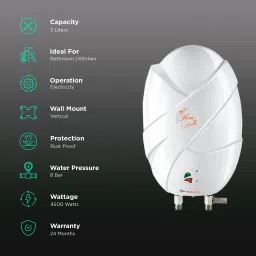 BAJAJ Flora 3 Litres Instant Water Geyser (4500 Watts, White) image 3
