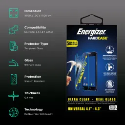 Energizer Universal Tempered Glass Screen Guard for Mobiles (Fingerprint Resistant) image 3