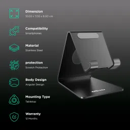 PORTRONICS MoDesk Universal Stainless Steel Phone Holder (POR 122, Black) image 3