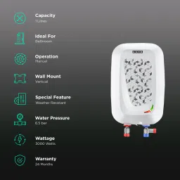 USHA Instano 1 Litre Vertical Instant Geyser with IPX4 Protection (Moonlight White) image 3