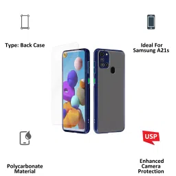 ARROW Duplex Series Polycarbonate Back Cover for Samsung A21S (Camera Protection, Blue) image 3