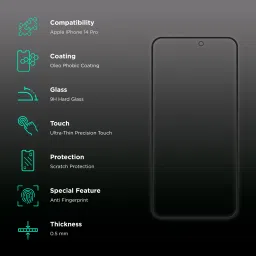 HYPHEN DEFENDR Privacy Tempered Glass for Apple iPhone 14 Pro (9H Hardness) image 3