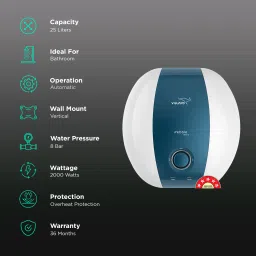 V-Guard Pebble Metro 25 Litre 5 Star Vertical Storage Geyser with Energy Saving Technology (White) image 3