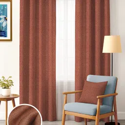 Nefertiti Home Rust 2 Pieces Textured Black Out Door Curtain-image-65