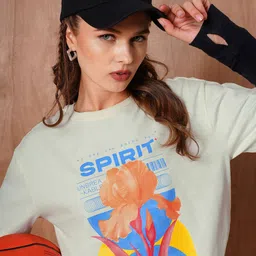 The Roadster Lifestyle Co Graphic Printed Round Neck Cotton Oversized T-Shirt-image-23