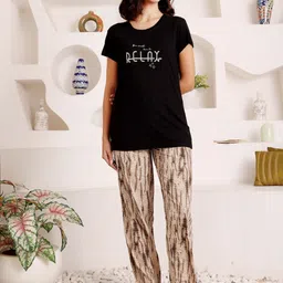 Bodycare Women Printed Pure Cotton T-shirt & Pyjama Night suit-picture-39