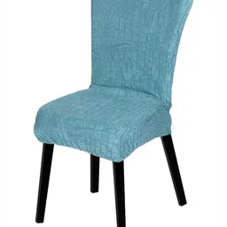 HOUSE OF QUIRK Teal-Blue Textured Jacquard Stretchable Chair Cover-picture-15