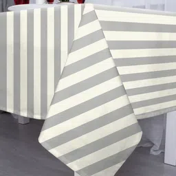 CASABLEU Premium Spring Grey 2 Pieces Striped Rectangle 6-Seater Table Covers image 3