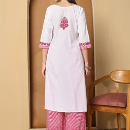 CULTUREDRAP Ethnic Motifs Embroidered Thread Work Pure Cotton A-Line Kurta With Palazzos image 5